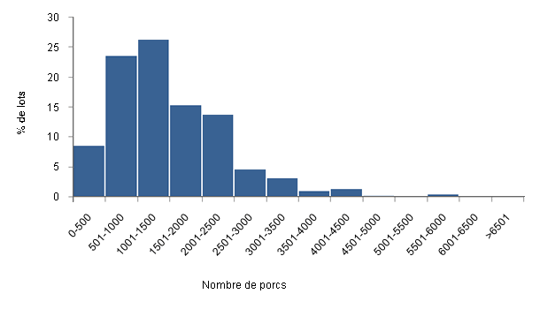 Distribution des porcs par lots en croissance