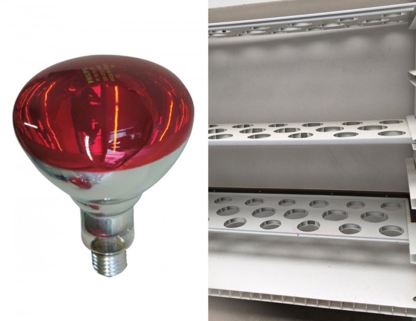 Photo 3 : A gauche : les ampoules infrarouges co&ucirc;tent environ 9 euros/ampoule (https://www.3tres3.com/tienda/bombillas-y-protectores_44/). A droite : autre conception de chariot, celui-ci &agrave; 3 &eacute;tages.
