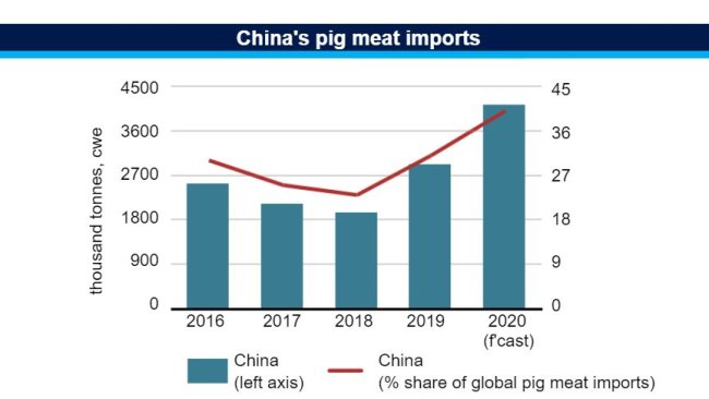 Importations chinoises de viande de porc. Source : FAO.