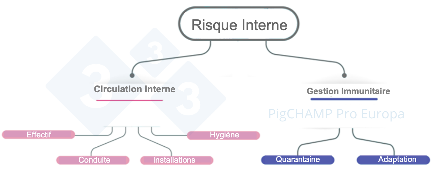 <p>Figure 4. Schéma d'analyse des principaux facteurs de risques internes lors de la visite de l'élevage</p>