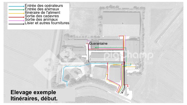 Figure 1 : Itin&eacute;raires de d&eacute;placement, point de d&eacute;part

