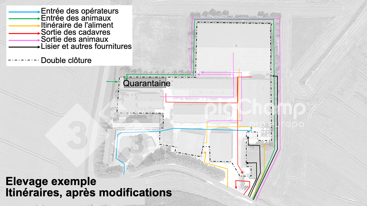 <p>Figure 3 : Itin&eacute;raires de d&eacute;placement, apr&egrave;s r&eacute;am&eacute;nagement.</p>
