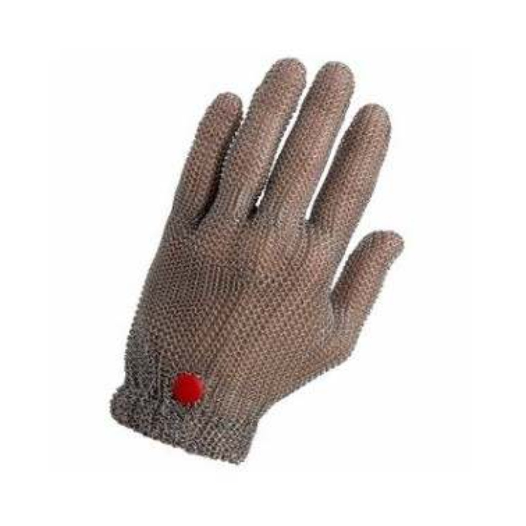 Guanto corto in maglia INOX con chiusura a molla